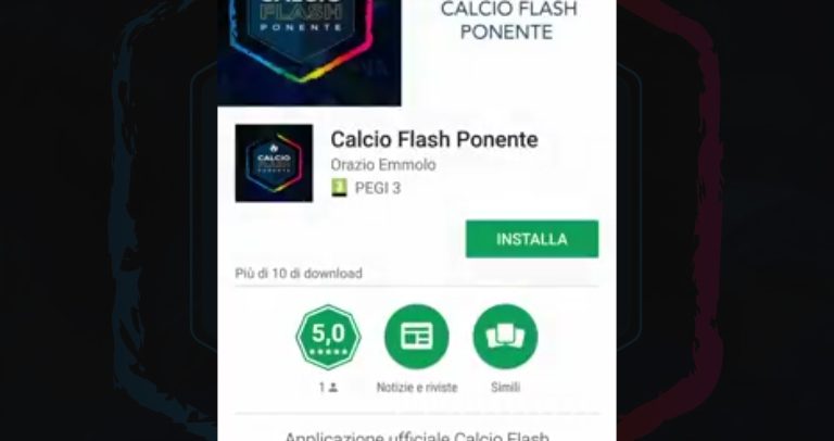Ecco la nuova Applicazione di Calcio Flash Ponente!!!